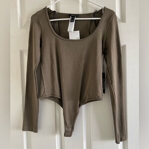 Forever 21 Olive Long Sleeve Bodysuit